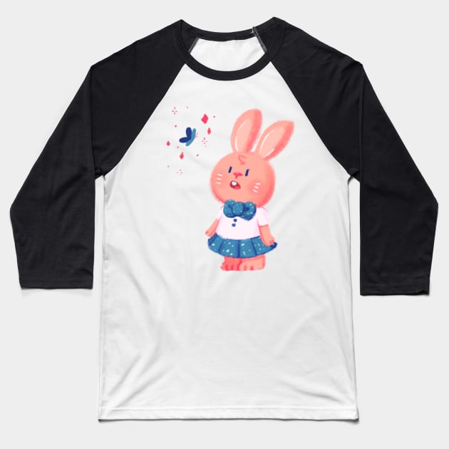 Curious little bunny Baseball T-Shirt by Kami Aguiar (skulldragon)